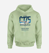 Thumbnail for Cessna 175 Skylark design on light green double-side hoodie, single-side print