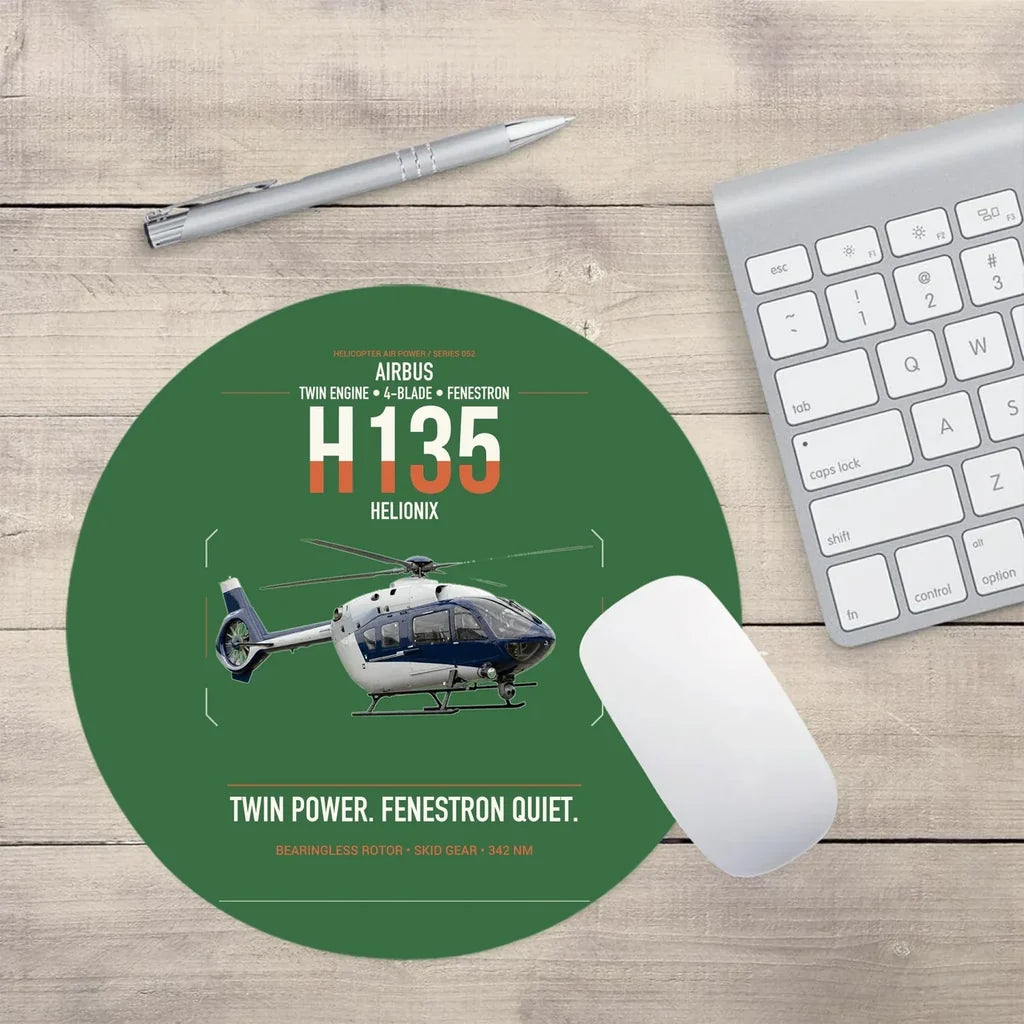 Airbus H135 design on green round mouse pad