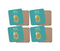 Thumbnail for Matsuyama Airport (MYJ) design on turquoise 4 pieces set coaster