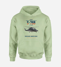 Thumbnail for Sikorsky S-76B design on light green double-side hoodie, single-side print