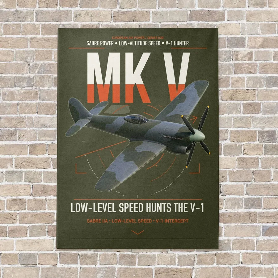 Hawker Tempest Mk V vertical canvas print - no frame - green army background
