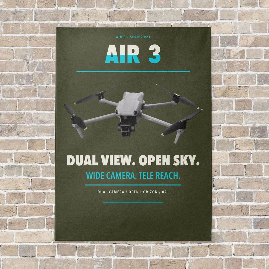 DJI Air 3 vertical canvas print - no frame - green army background