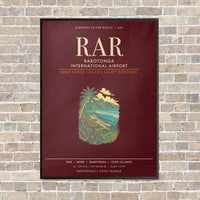 Thumbnail for Rarotonga International Airport RAR - Canvas Framed - Dark Red