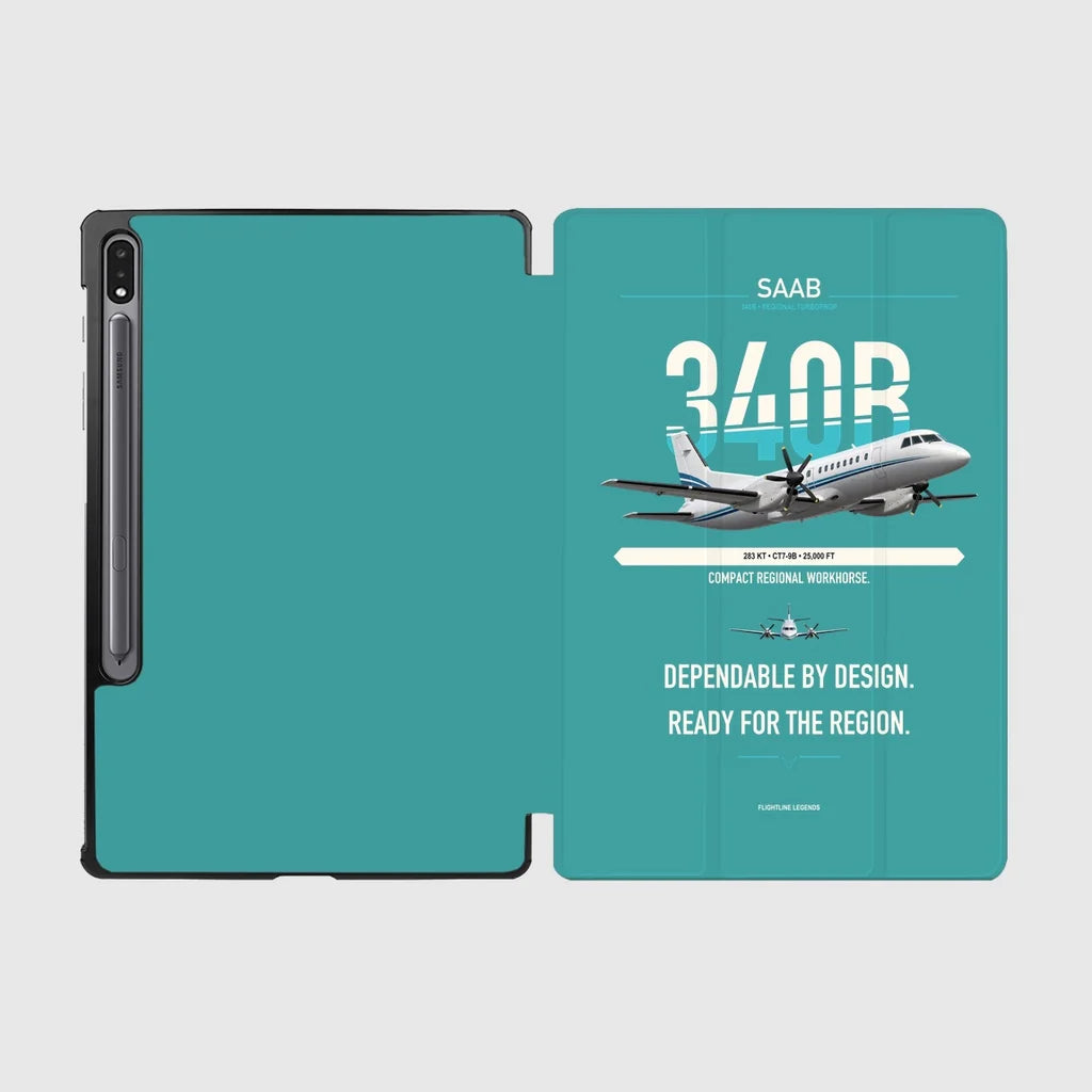 Saab 340B design on turquoise samsung tablet tablet case