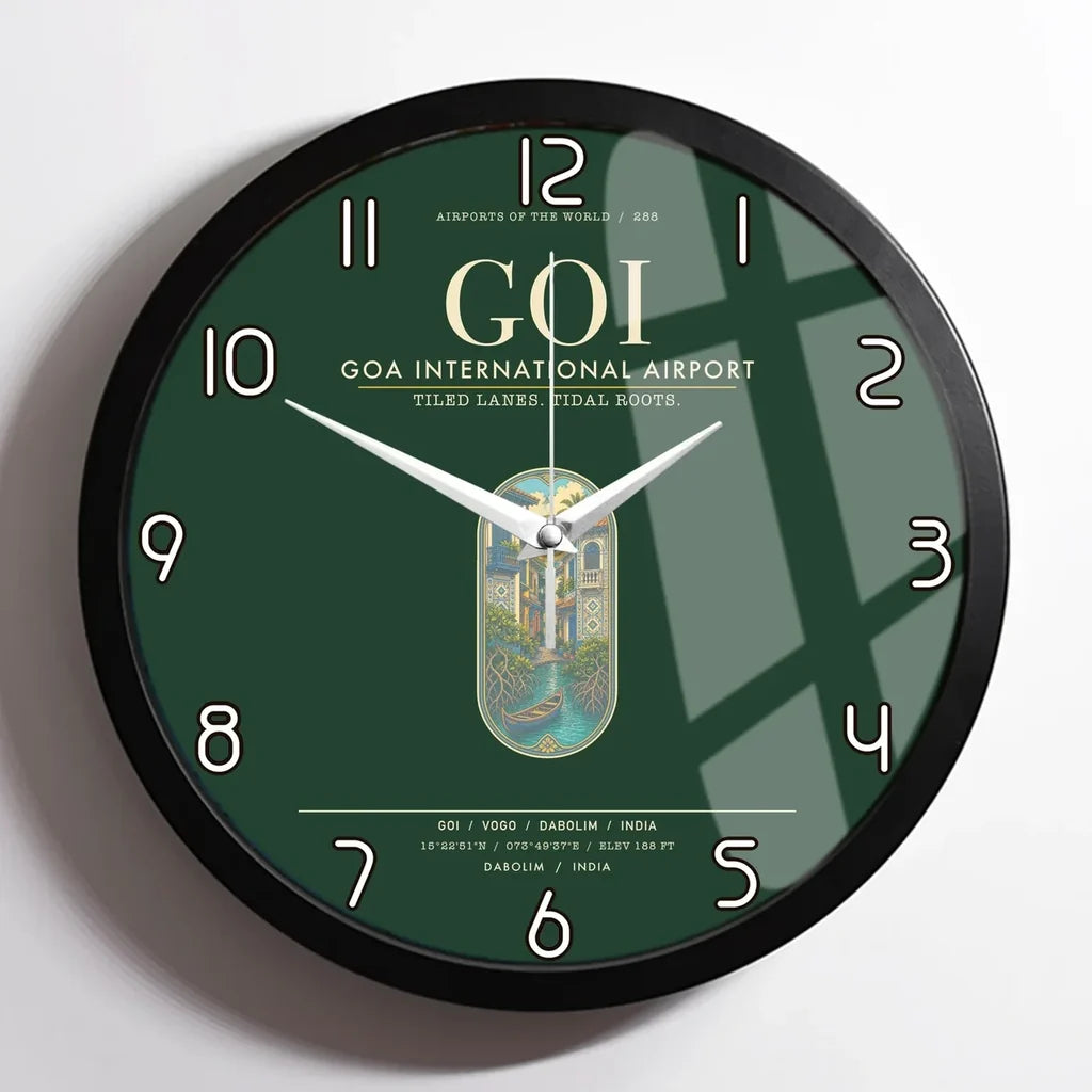 Goa International Airport Dabolim GOI Wall-Clock Framed - Dark Green