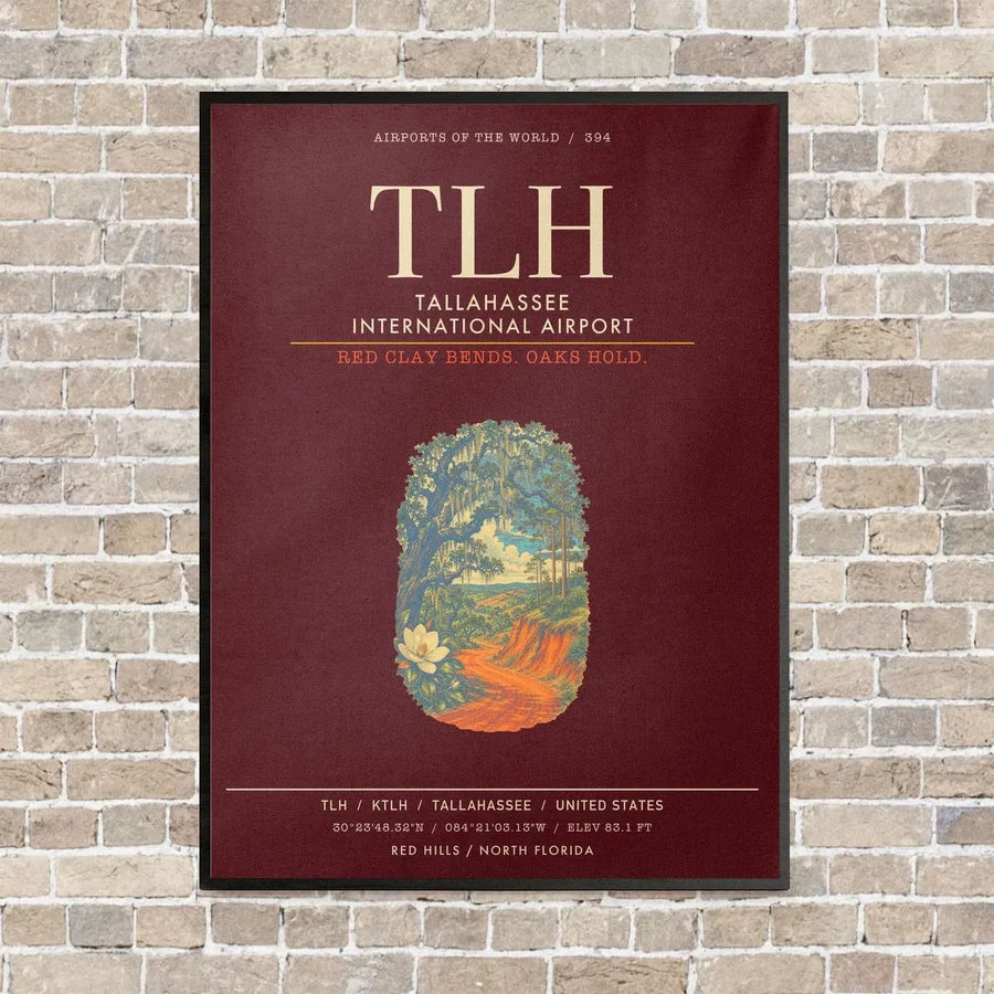 Tallahassee International Airport TLH - Canvas Framed - Dark Red