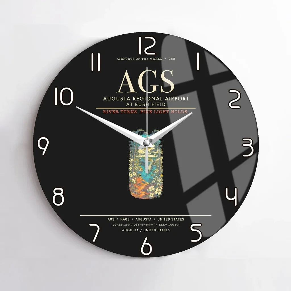 Augusta Regional Airport at Bush Field AGS Wall-Clock No-Frame - Black