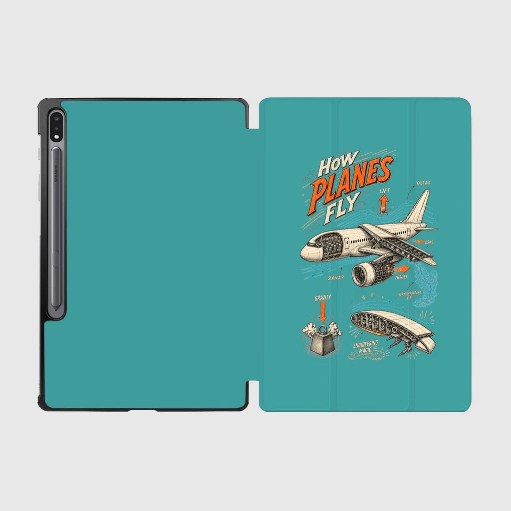 How Planes Fly V2 design on turquoise samsung tablet tablet case
