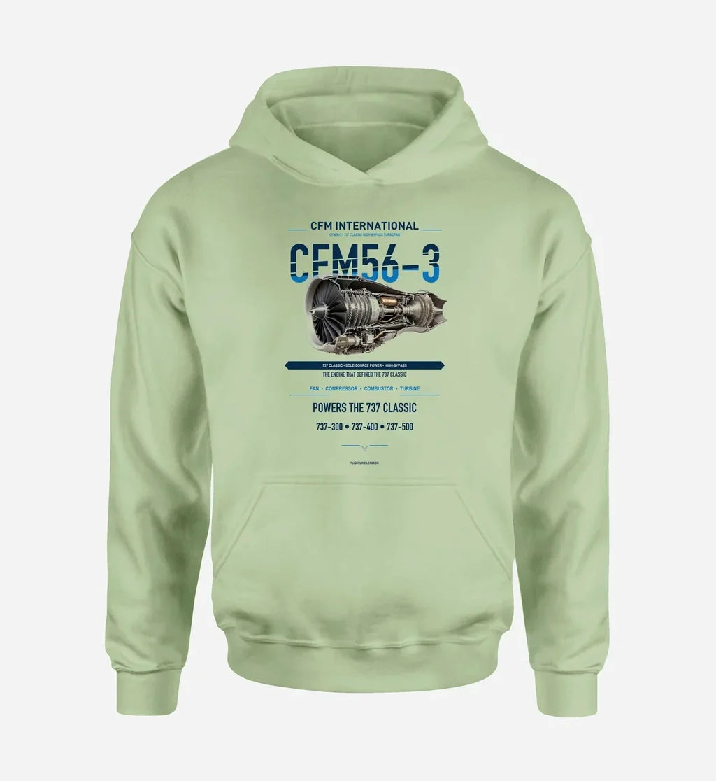 CFM56-3 design on light green hoodie single side