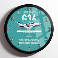 Thumbnail for Beechcraft Bonanza G36 design on turquoise framed wall clock