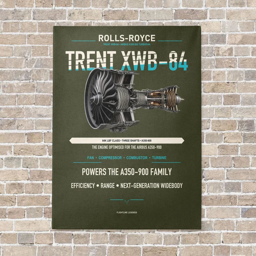 TRENT XWB-84 vertical canvas print - no frame - green army background