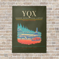 Thumbnail for Gander International Airport YQX vertical canvas print - no frame - green army background