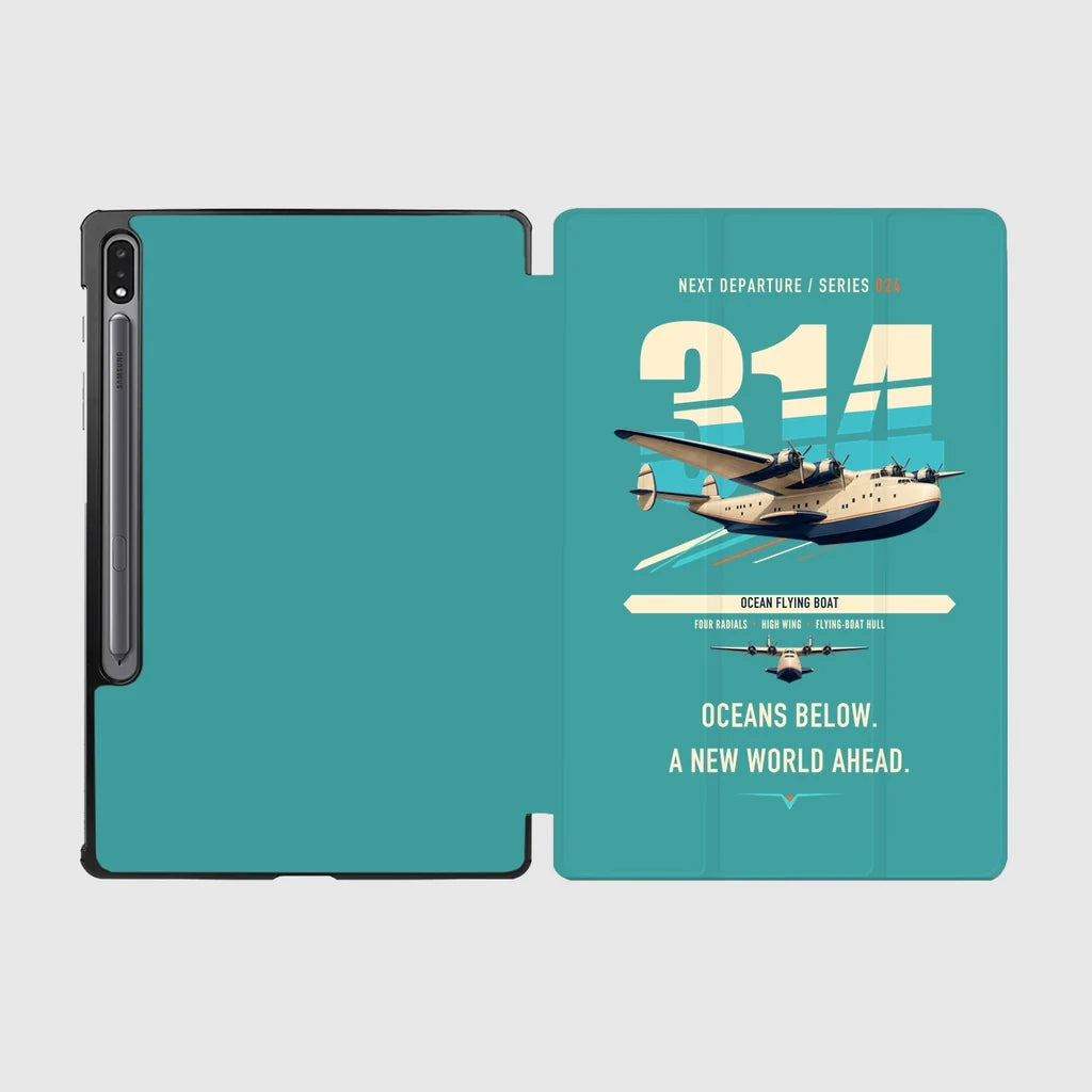 Boeing 314 Clipper design on turquoise samsung tablet tablet case
