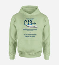 Thumbnail for Cessna Citation CJ3+ design on light green double-side hoodie, single-side print