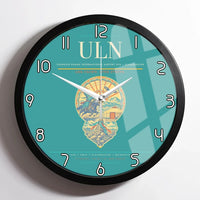 Thumbnail for Chinggis Khaan International Airport (ULN) design on turquoise framed wall clock