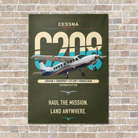 Thumbnail for Cessna 208 Caravan vertical canvas print - no frame - green army background