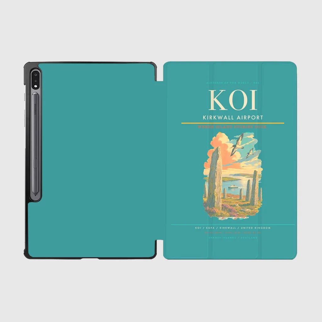 Kirkwall Airport (KOI) design on turquoise samsung tablet tablet case