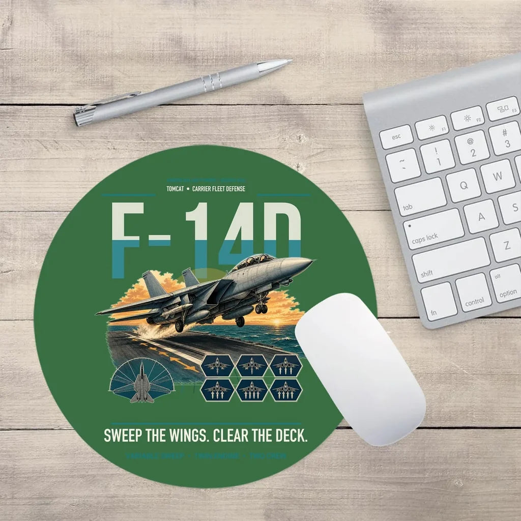 F-14D Tomcat design on green round mouse pad