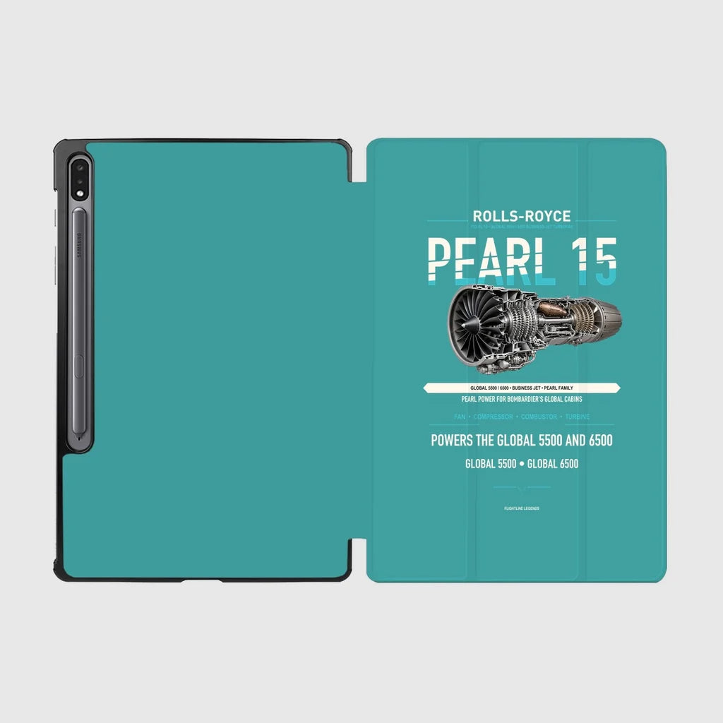 PEARL 15 design on turquoise samsung tablet tablet case