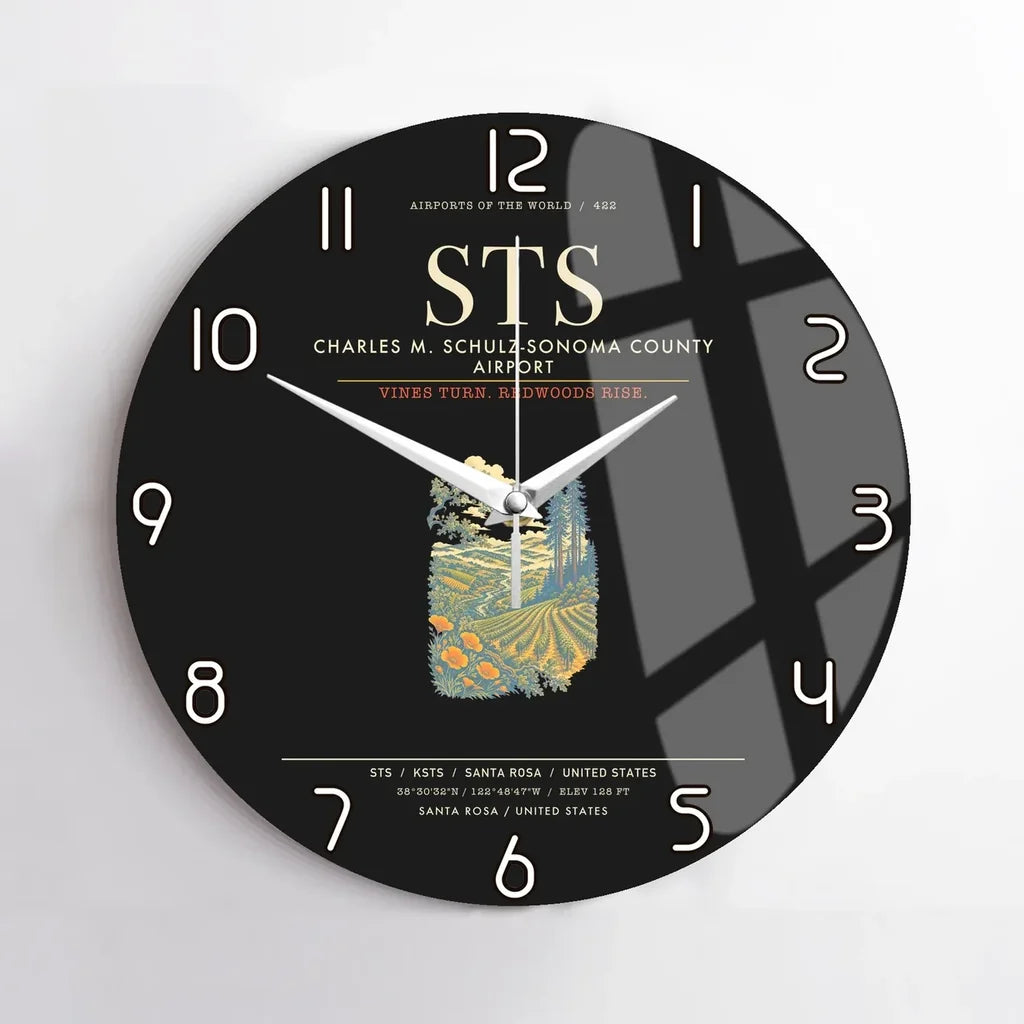Charles M. SchulzSonoma County Airport Santa Rosa STS Wall-Clock No-Frame - Black