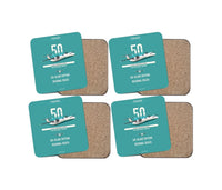 Thumbnail for Fokker 50 design on turquoise 4 pieces set coaster