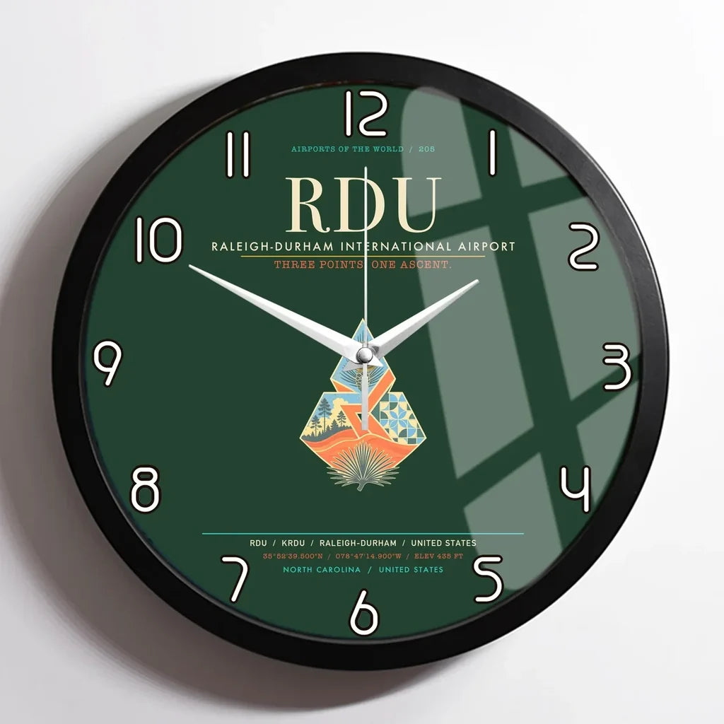 Raleigh-Durham International Airport RDU Wall-Clock Framed - Dark Green