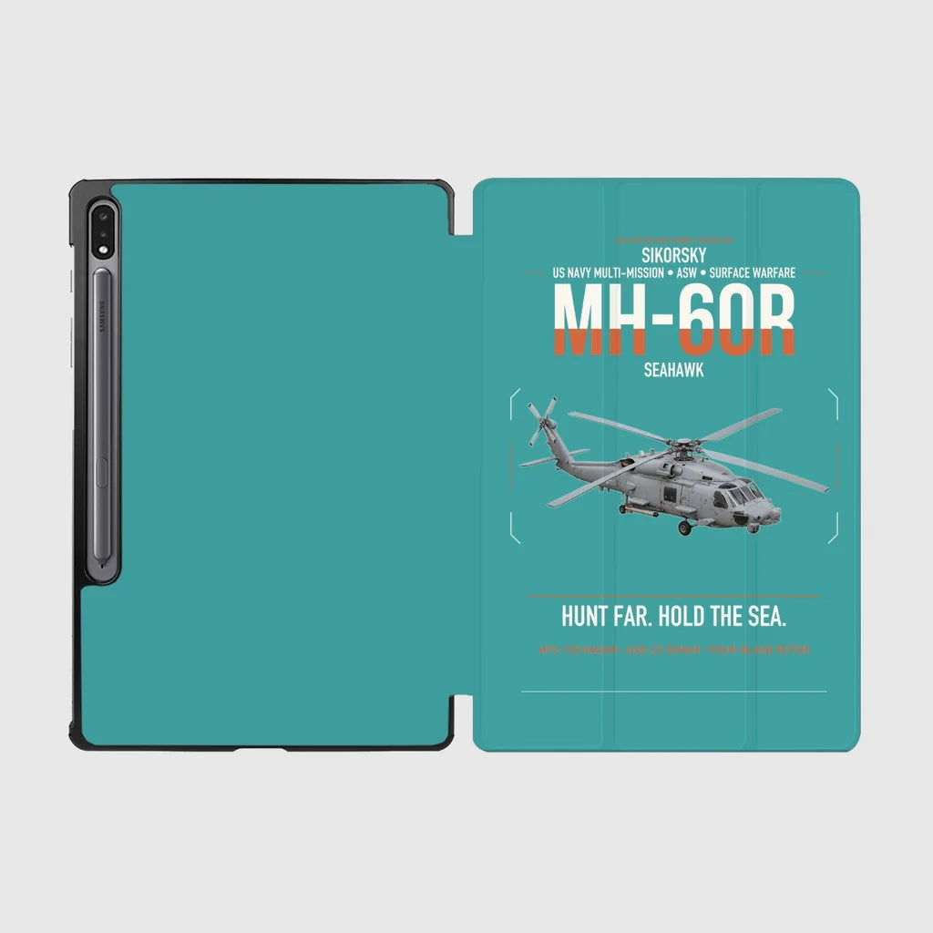 Sikorsky MH-60R Seahawk design on turquoise samsung tablet tablet case