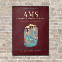 Thumbnail for Amsterdam Airport Schiphol AMS - Canvas Framed - Dark Red