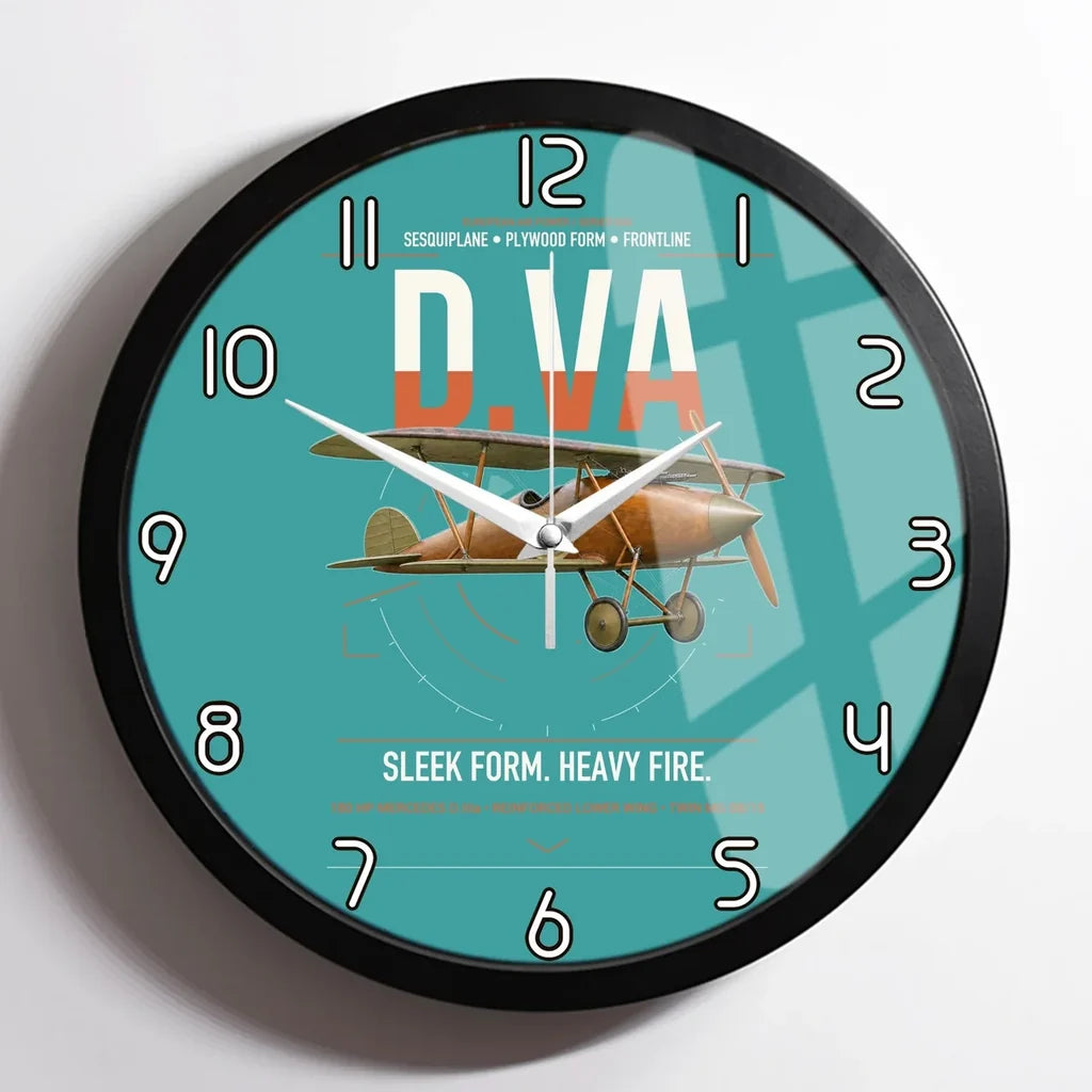 Albatros D.Va design on turquoise framed wall clock