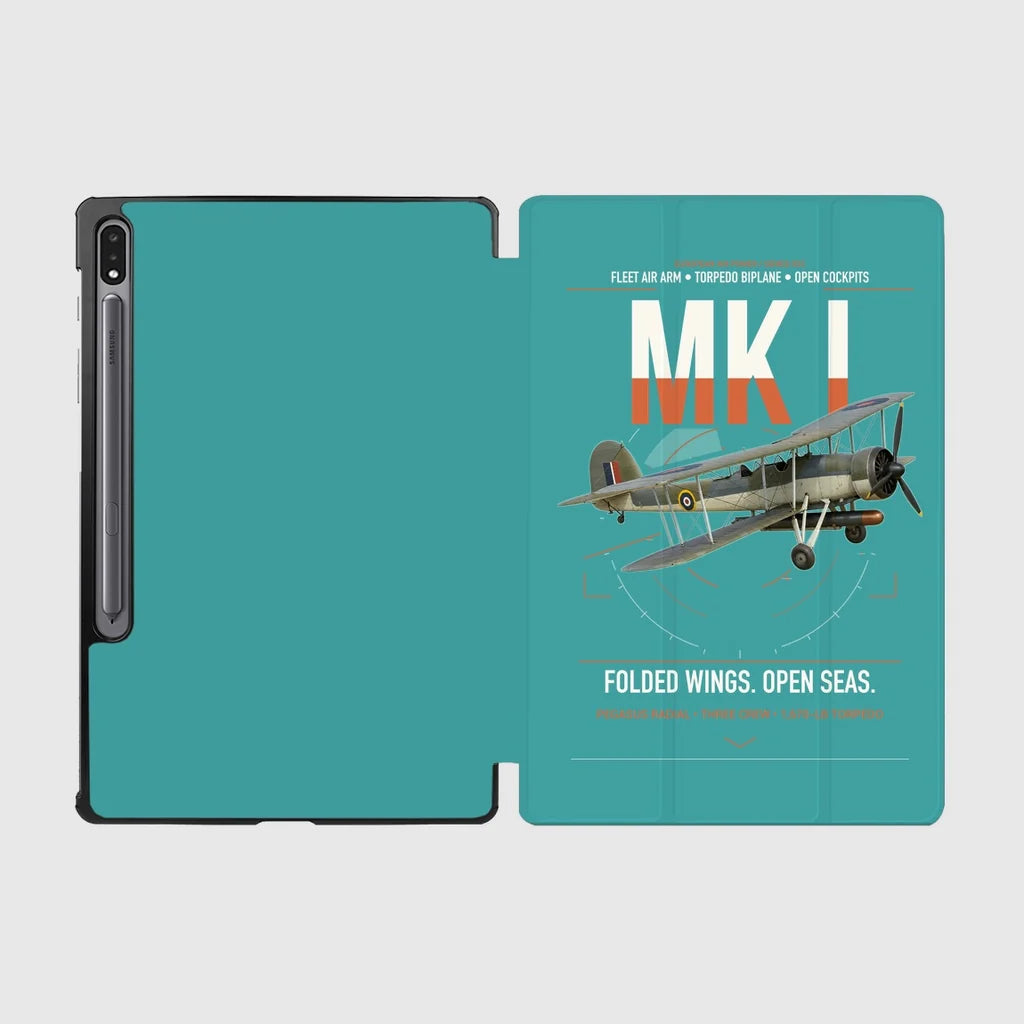 Fairey Swordfish Mk I design on turquoise samsung tablet tablet case