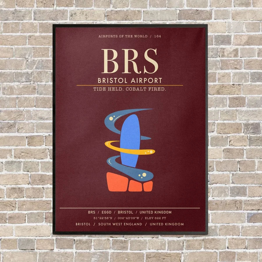Bristol Airport BRS - Canvas Framed - Dark Red