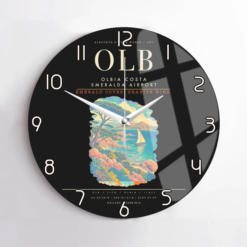 Olbia Costa Smeralda Airport OLB Wall-Clock No-Frame - Black