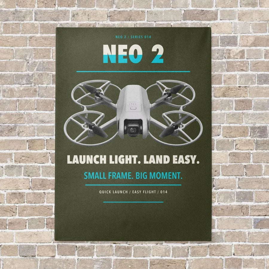 DJI Neo 2 vertical canvas print - no frame - green army background