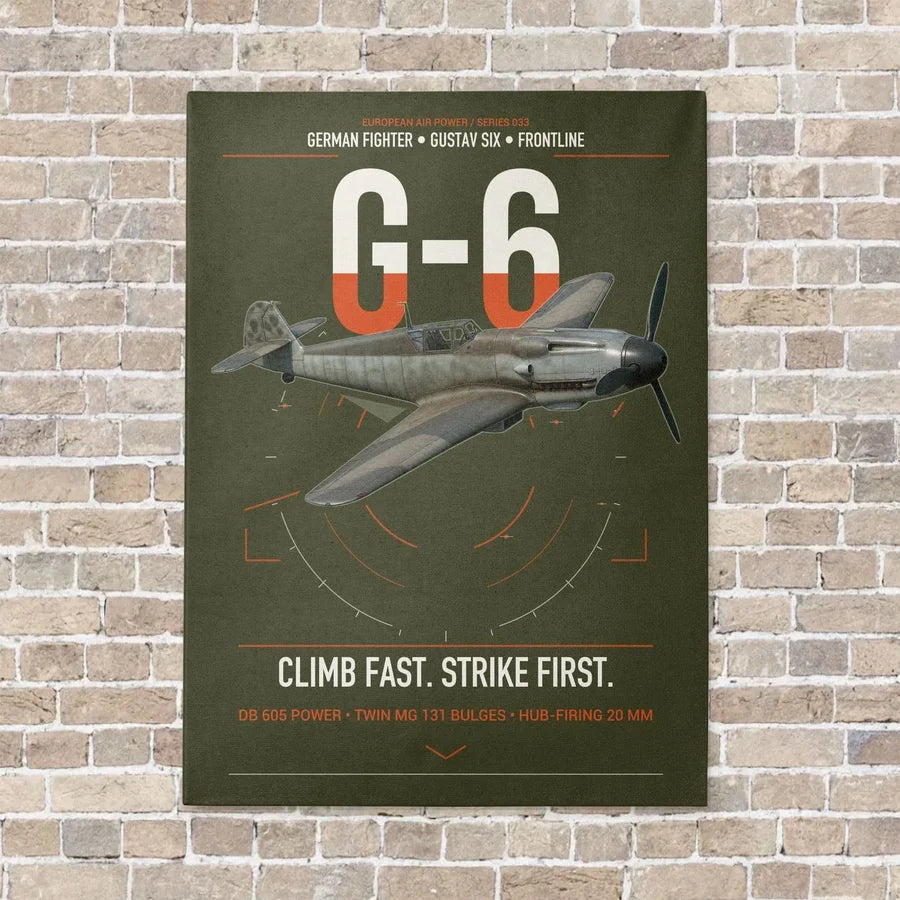 Messerschmitt Bf 109G-6 vertical canvas print - no frame - green army background