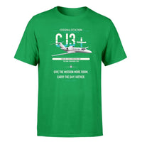 Thumbnail for Cessna Citation CJ3+ design on green double-side t-shirt, single-side print