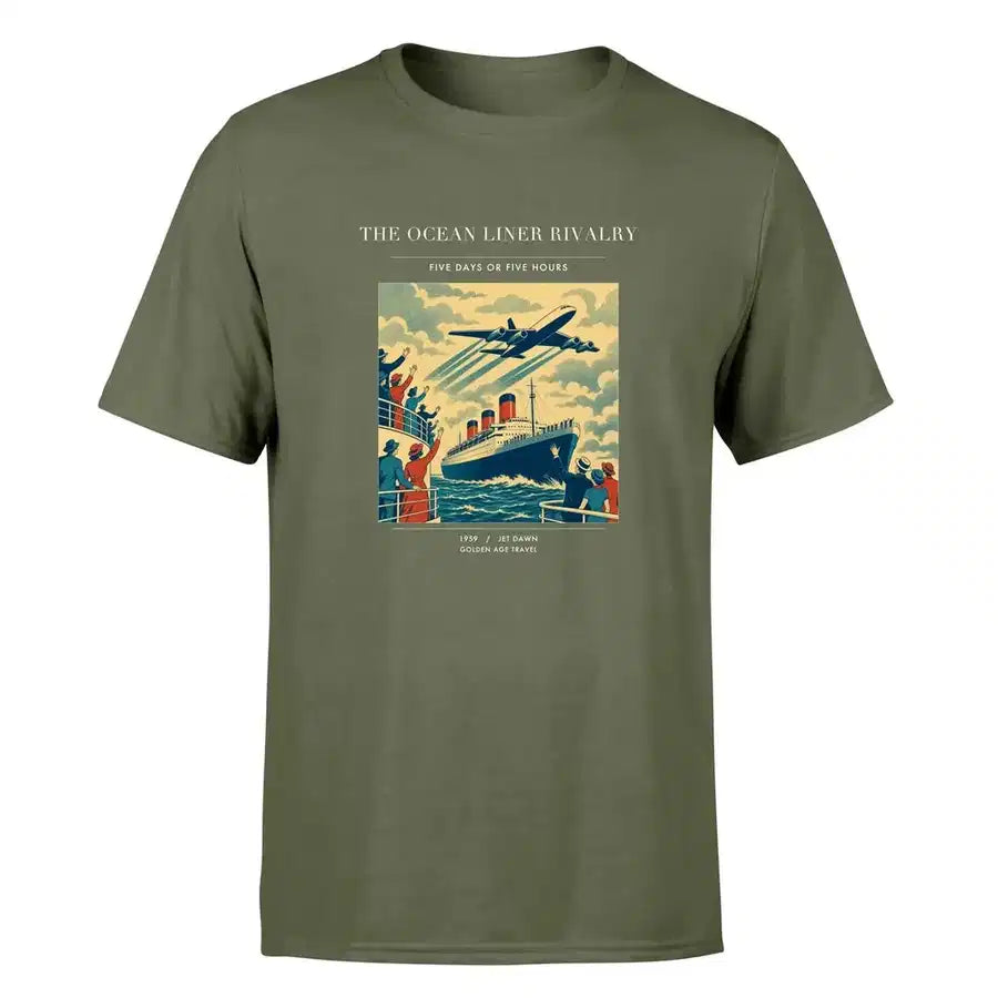 VINTAGE G4307 - The Ocean Liner Rivalry - Premium T-Shirt design on greenarmy premium t shirt