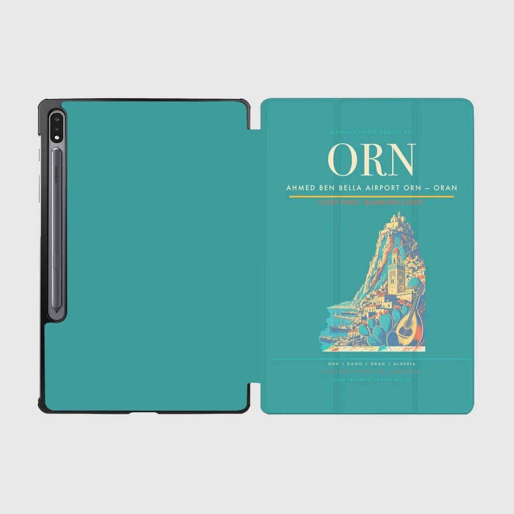 Ahmed Ben Bella Airport (ORN) design on turquoise samsung tablet tablet case