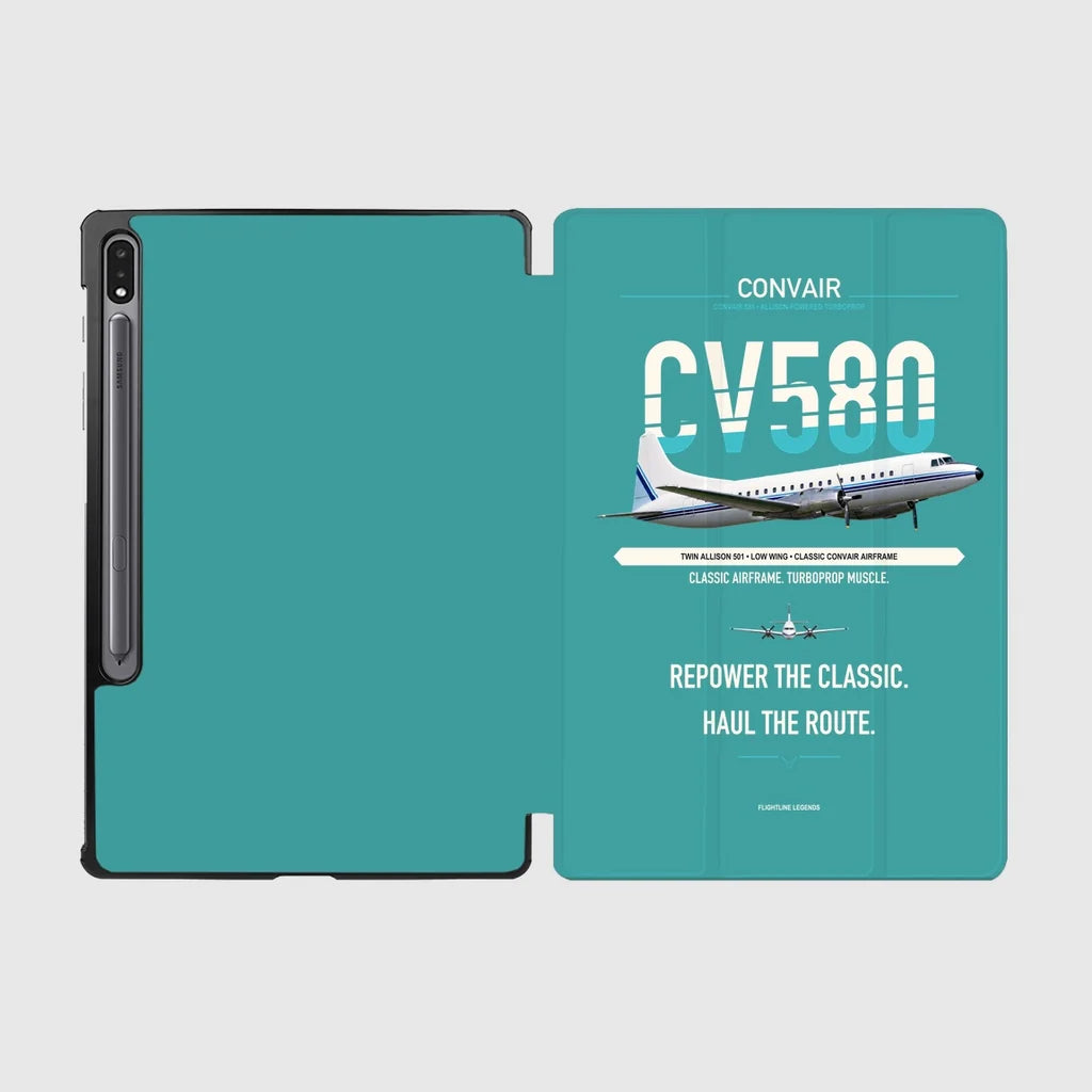 Convair 580 design on turquoise samsung tablet tablet case