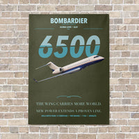 Thumbnail for Bombardier Global 6500 vertical canvas print - no frame - green army background