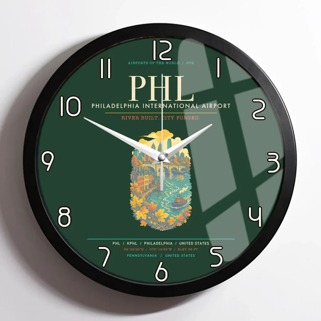 Philadelphia International Airport PHL Wall-Clock Framed - Dark Green