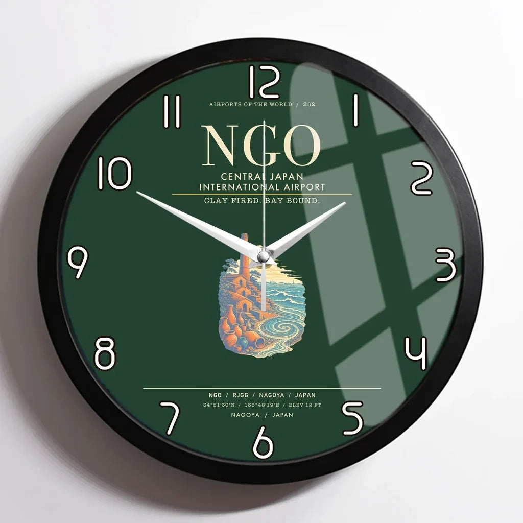 Central Japan International Airport NGO Wall-Clock Framed - Dark Green
