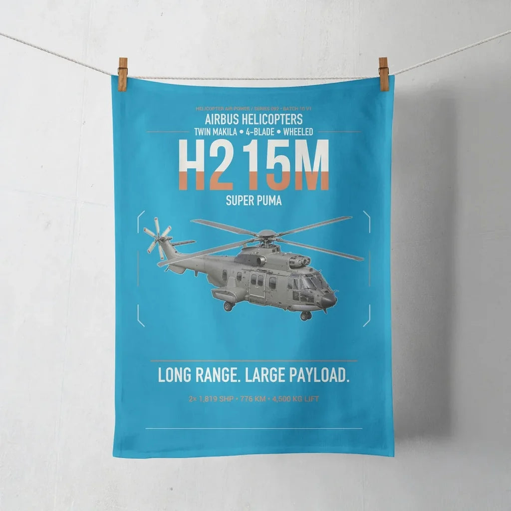 Airbus H215M design on turquoise towel