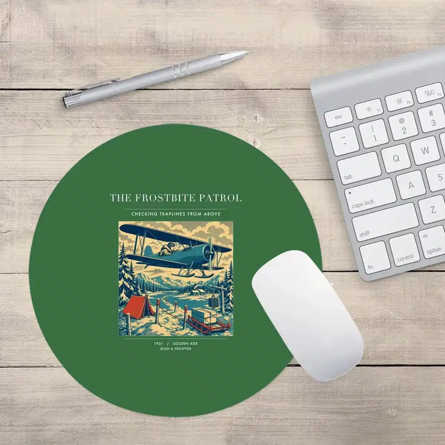VINTAGE G4290 - The Frostbite Patrol - Designed Mouse Pads design on green round