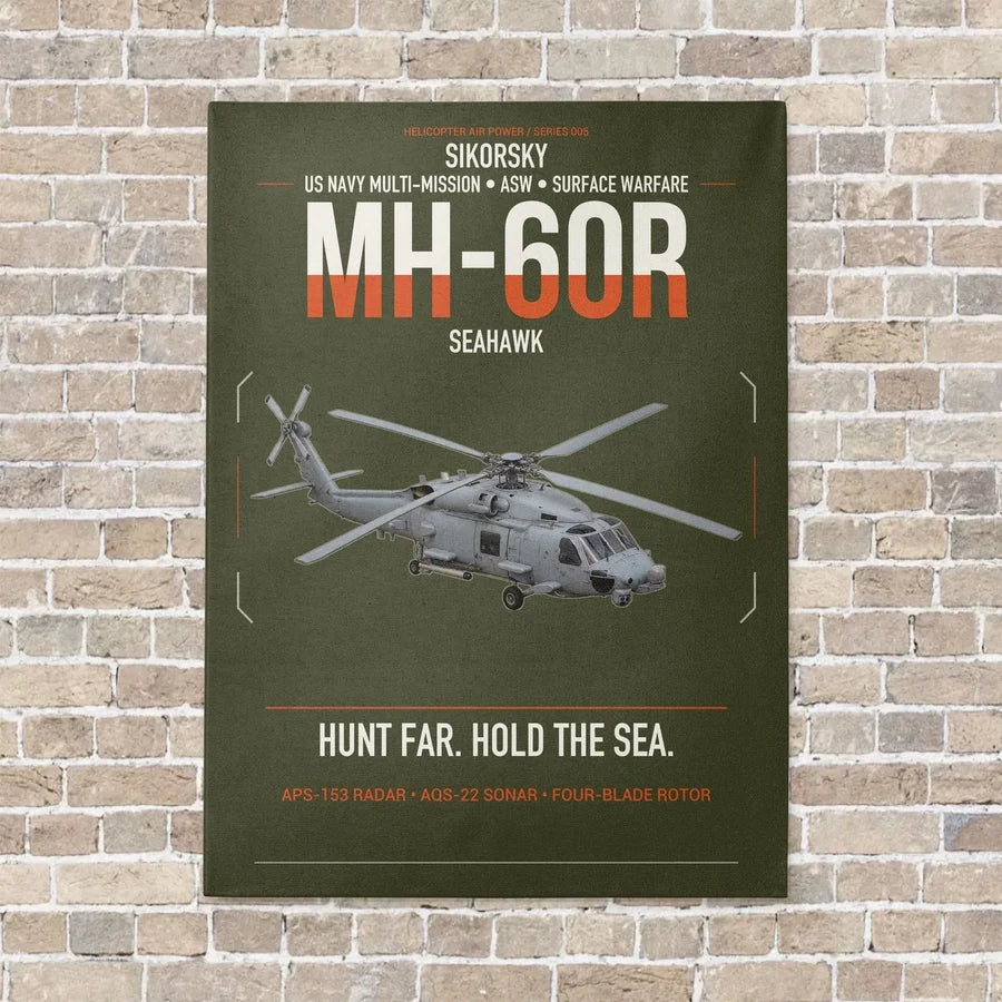 Sikorsky MH-60R Seahawk vertical canvas print - no frame - green army background