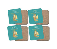 Thumbnail for Figari Sud-Corse Airport (FSC) design on turquoise 4 pieces set coaster