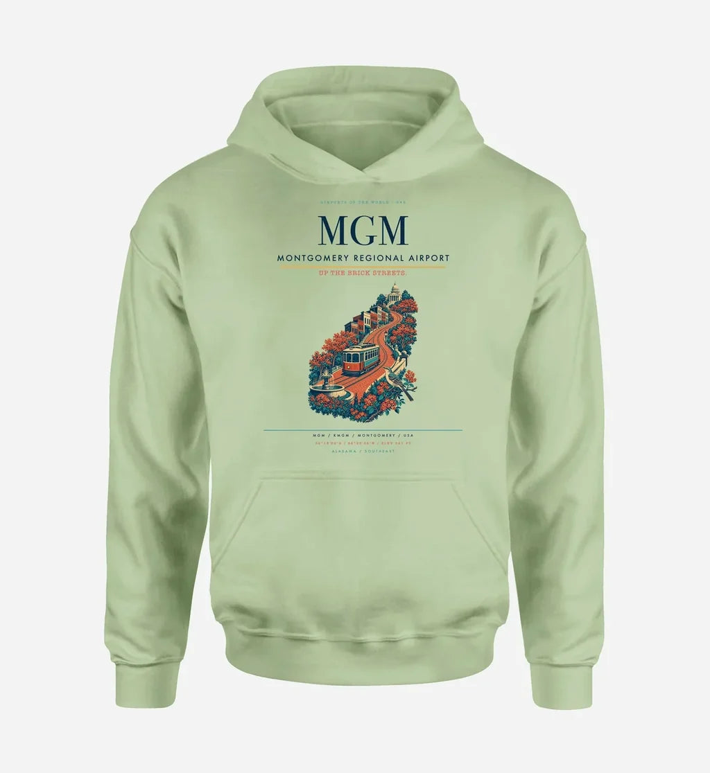 Montgomery Regional Airport (MGM) design on light green hoodie single-side print