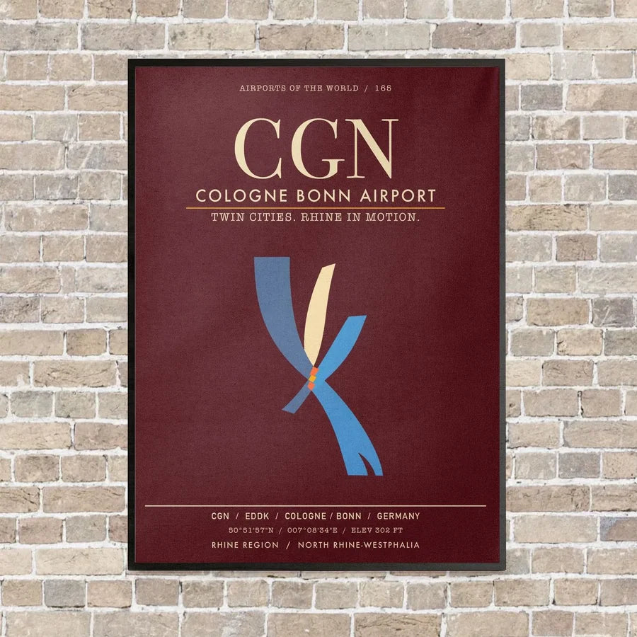 Cologne Bonn Airport CGN - Canvas Framed - Dark Red