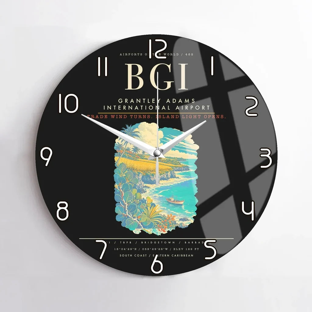 Grantley Adams International Airport BGI Wall-Clock No-Frame - Black