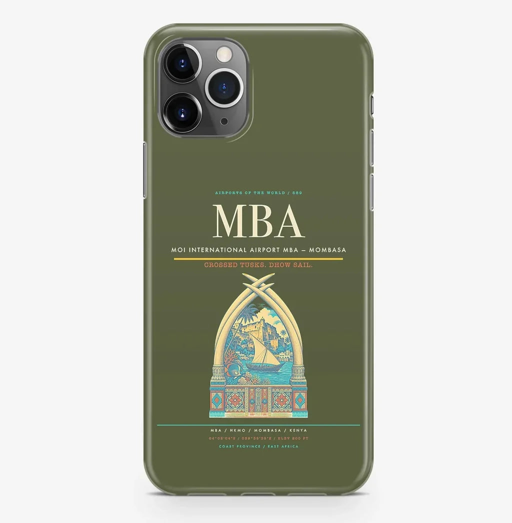 Mombasa Airport (MBA) design on green army iPhone 16 Pro MagSafe case