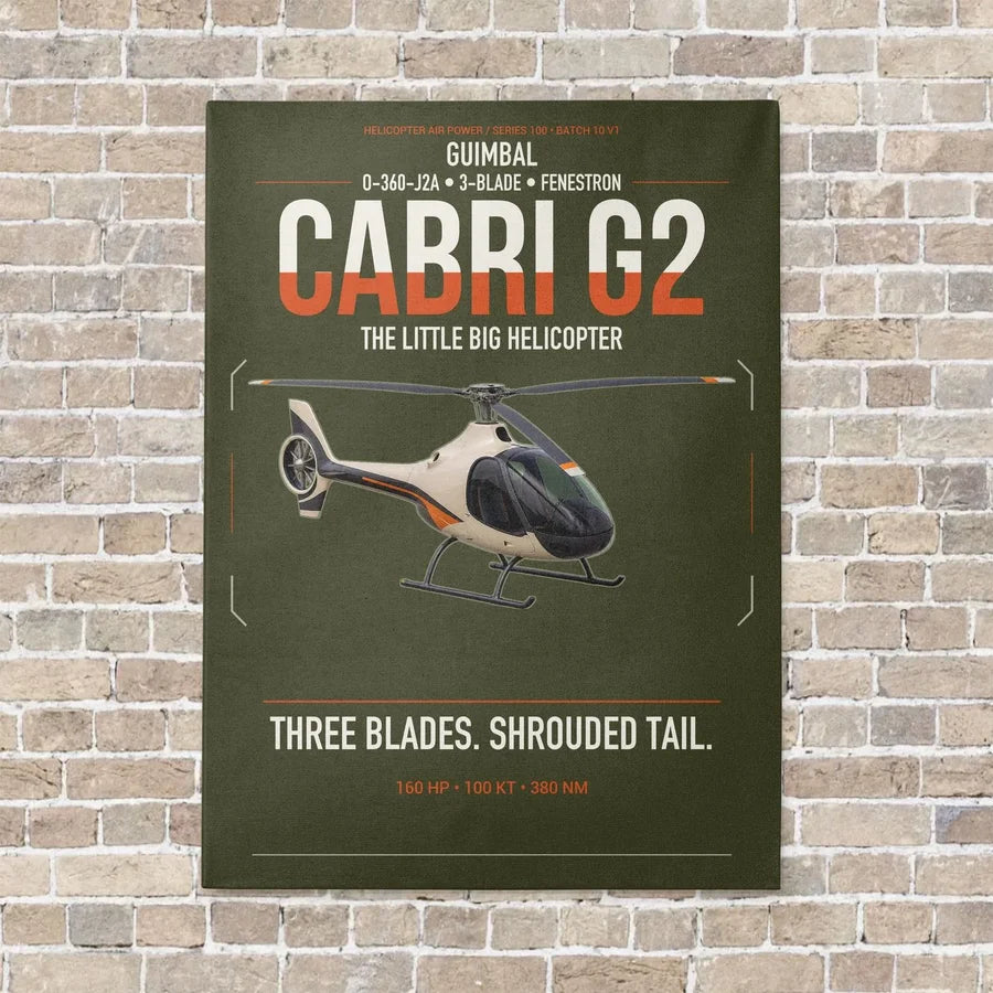 Guimbal Cabri G2 vertical canvas print - no frame - green army background